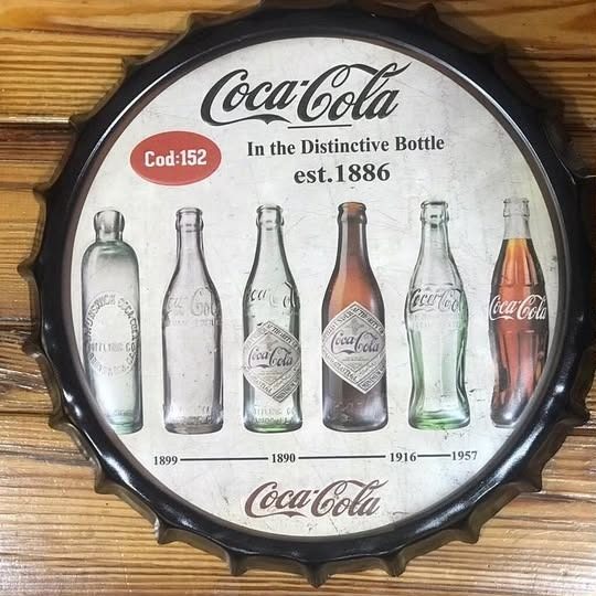 Tapa decorativa Coca-Cola (botellas, est. 1886)