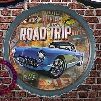 Tapa decorativa Road Trip (auto celeste)