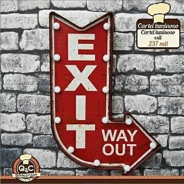 Neón Exit Way Out (flecha roja)