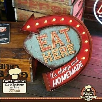 Neón Eat Here (It's cheap and homemade)