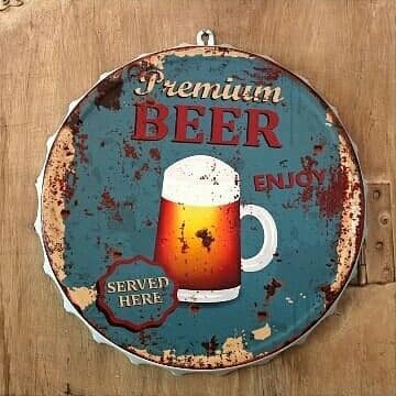 Tapa decorativa Premium Beer Served Here (fondo celeste) – foto 2