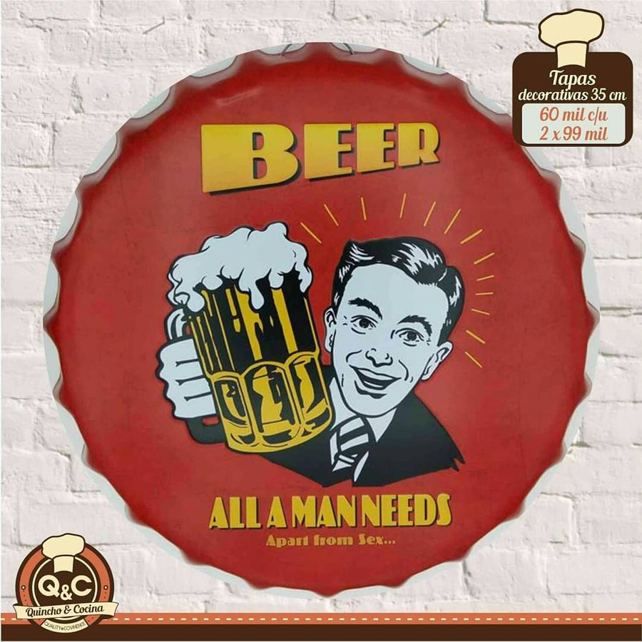 Tapa decorativa Beer – All a Man Needs