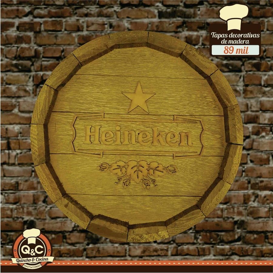 Tapa decorativa Heineken (madera)