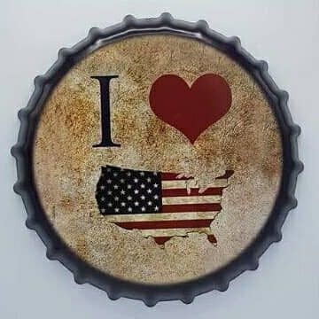 Tapa decorativa I love USA (mapa con bandera)