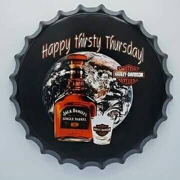 Tapa decorativa Happy Thirsty Thursday – Jack Daniel's y Harley