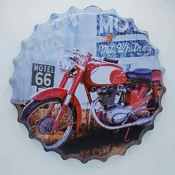 Tapa decorativa Motel 66 (moto roja)