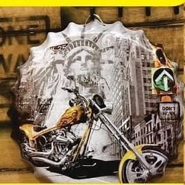 Tapa decorativa Moto chopper con la Estatua de la Libertad – foto 3