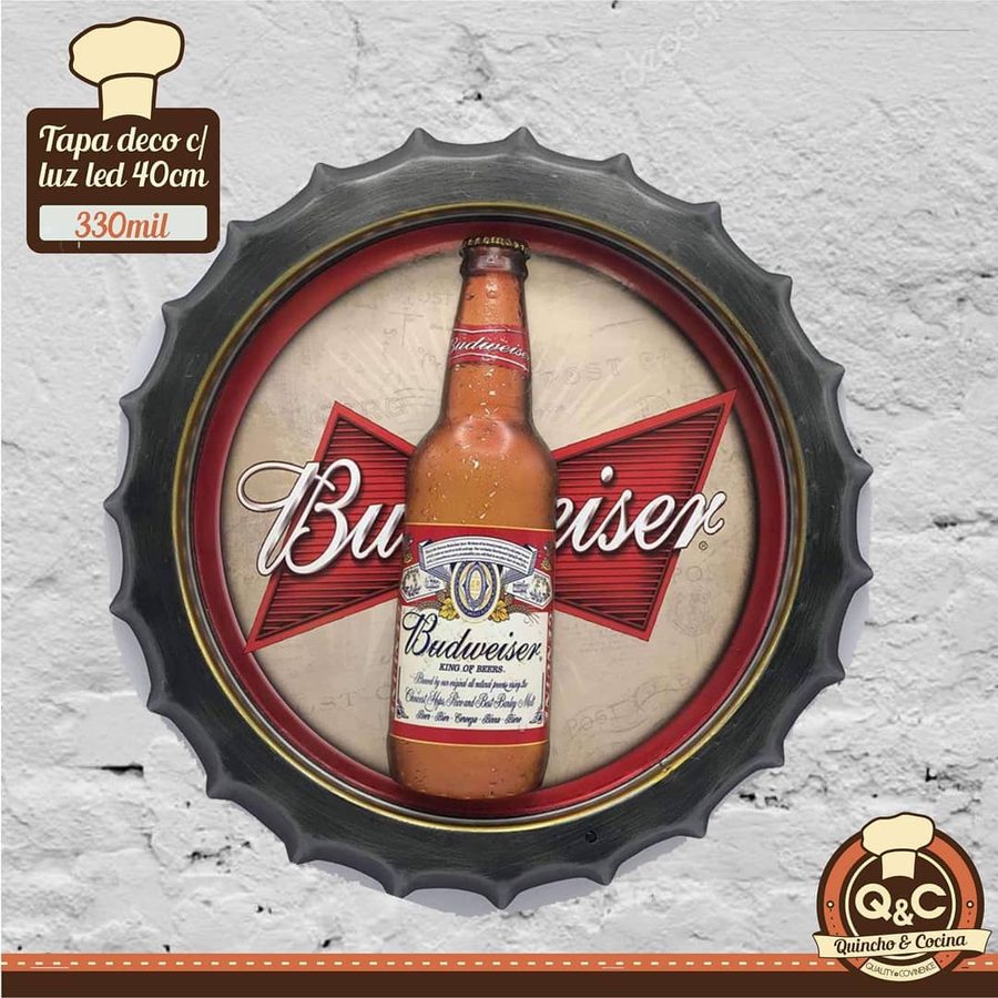 Tapa decorativa Budweiser con luz LED (botella)