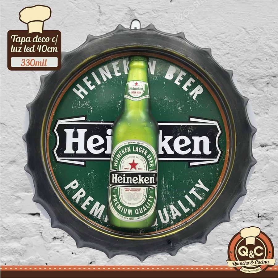 Tapa decorativa Heineken con luz LED (botella)