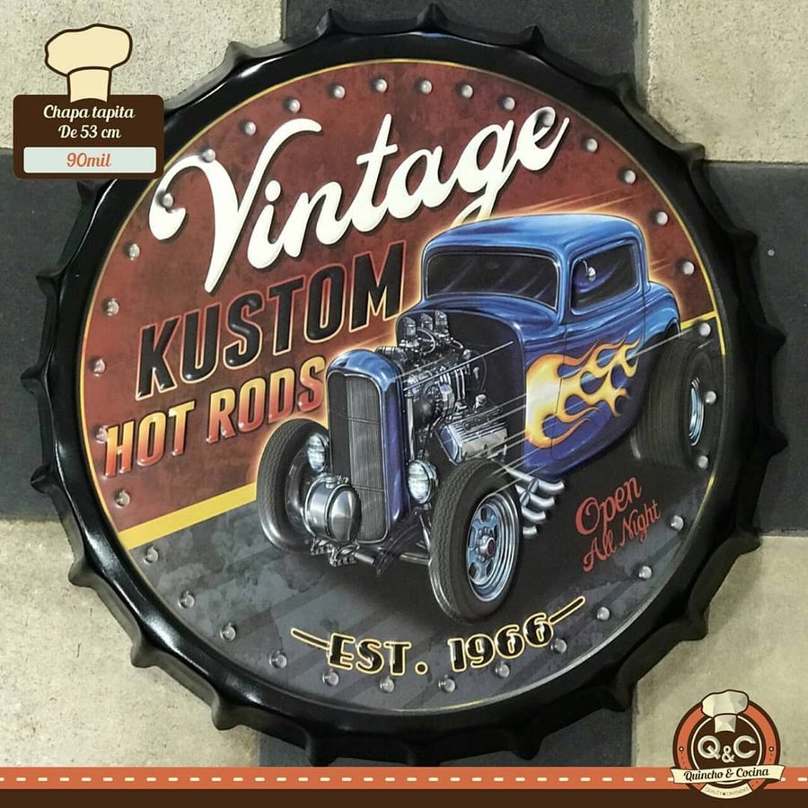 Tapa decorativa Vintage Kustom Hot Rods