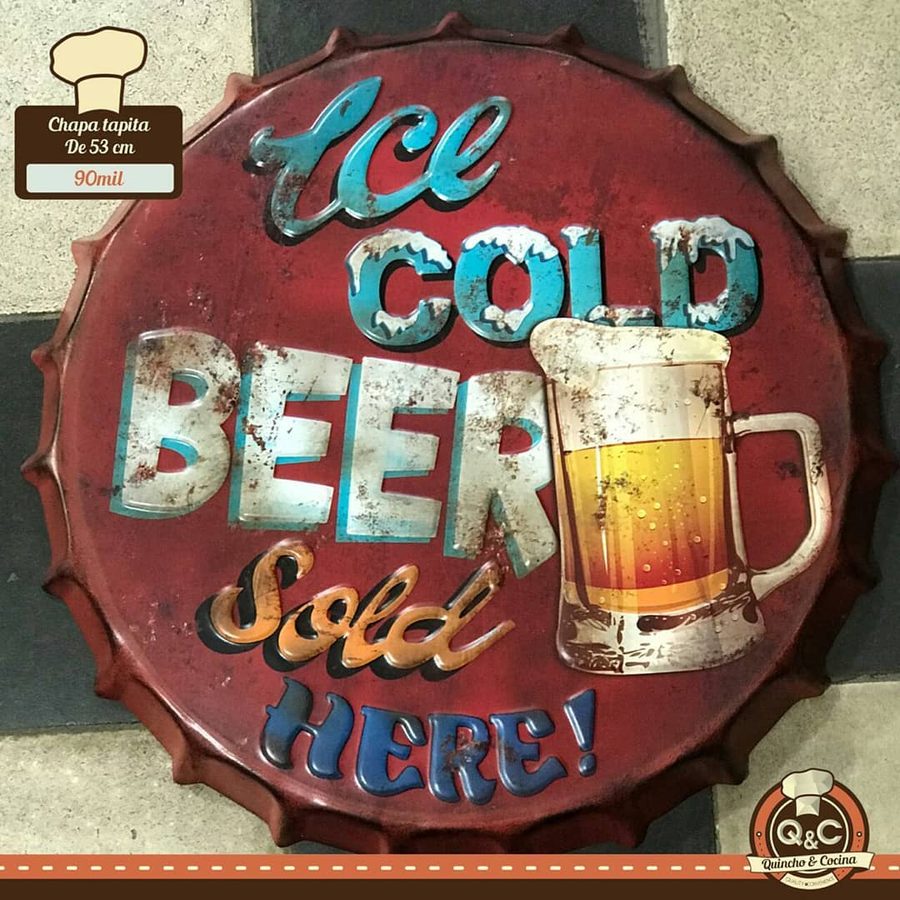 Tapa decorativa Ice Cold Beer Sold Here
