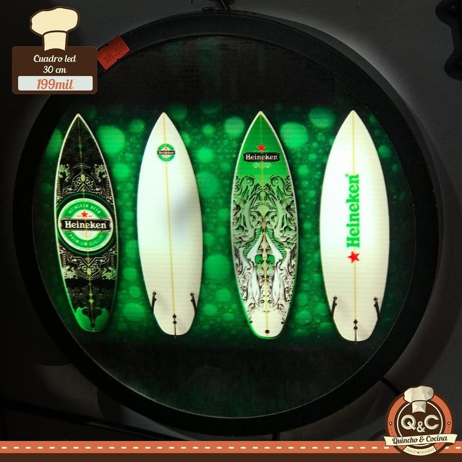 Neón Heineken tablas de surf