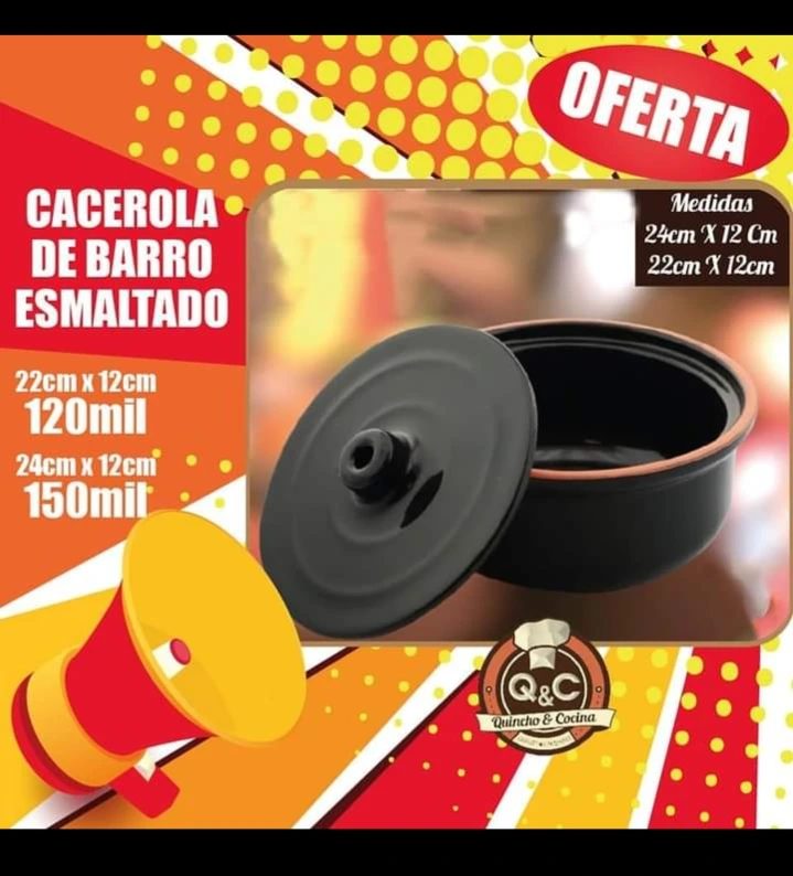 Cacerola de barro esmaltado negra