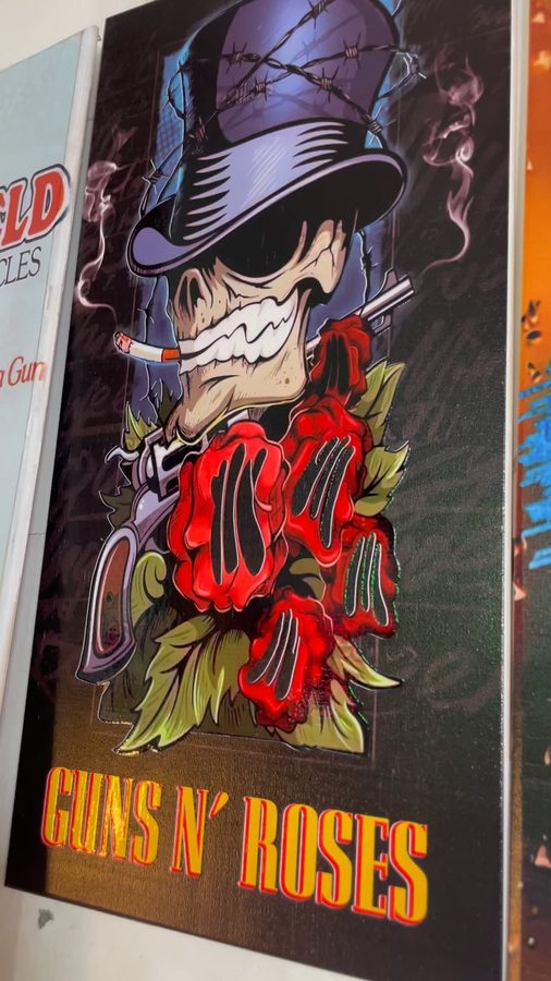 Cuadro Guns N' Roses calavera con galera y rosas – foto 2