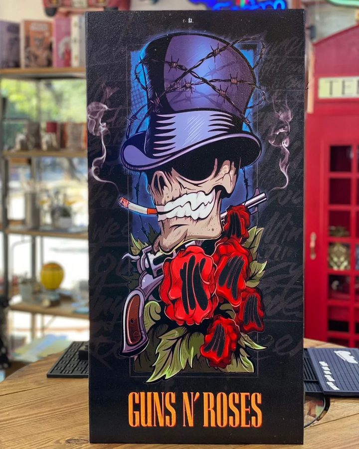 Cuadro Guns N' Roses calavera con galera y rosas