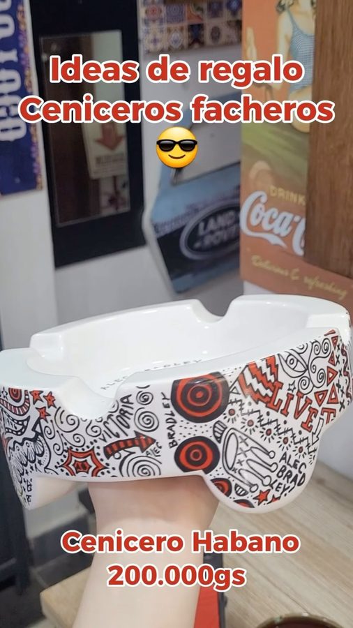 Cenicero Habano blanco estampado