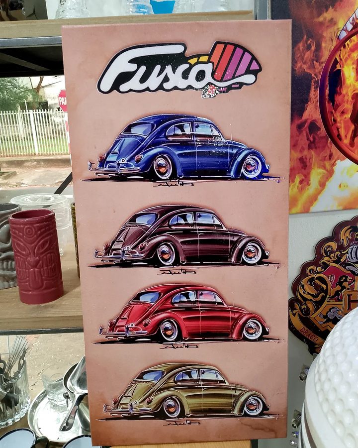 Cuadro Fusca escarabajos VW de colores