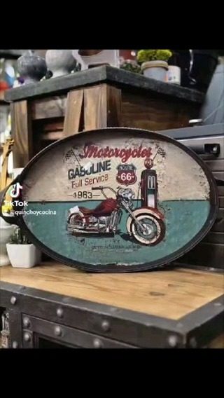 Cartel Motorcycles Gasoline Route 66 ovalado