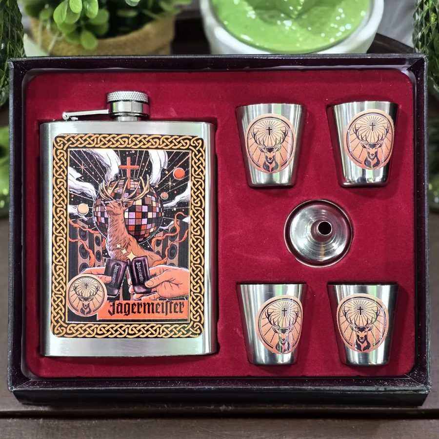 Set petaca Jägermeister con vasitos