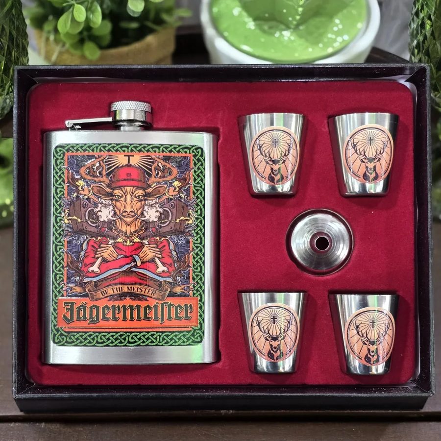 Set petaca Jägermeister ciervo verde con vasitos