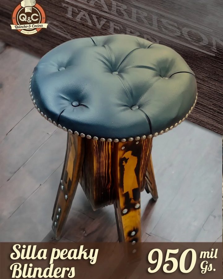 Silla Peaky Blinders con asiento de cuero capitoné – foto 2