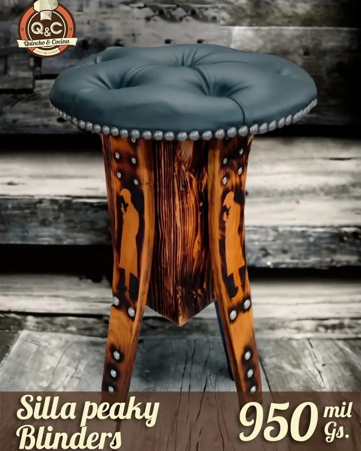Silla Peaky Blinders con asiento de cuero capitoné