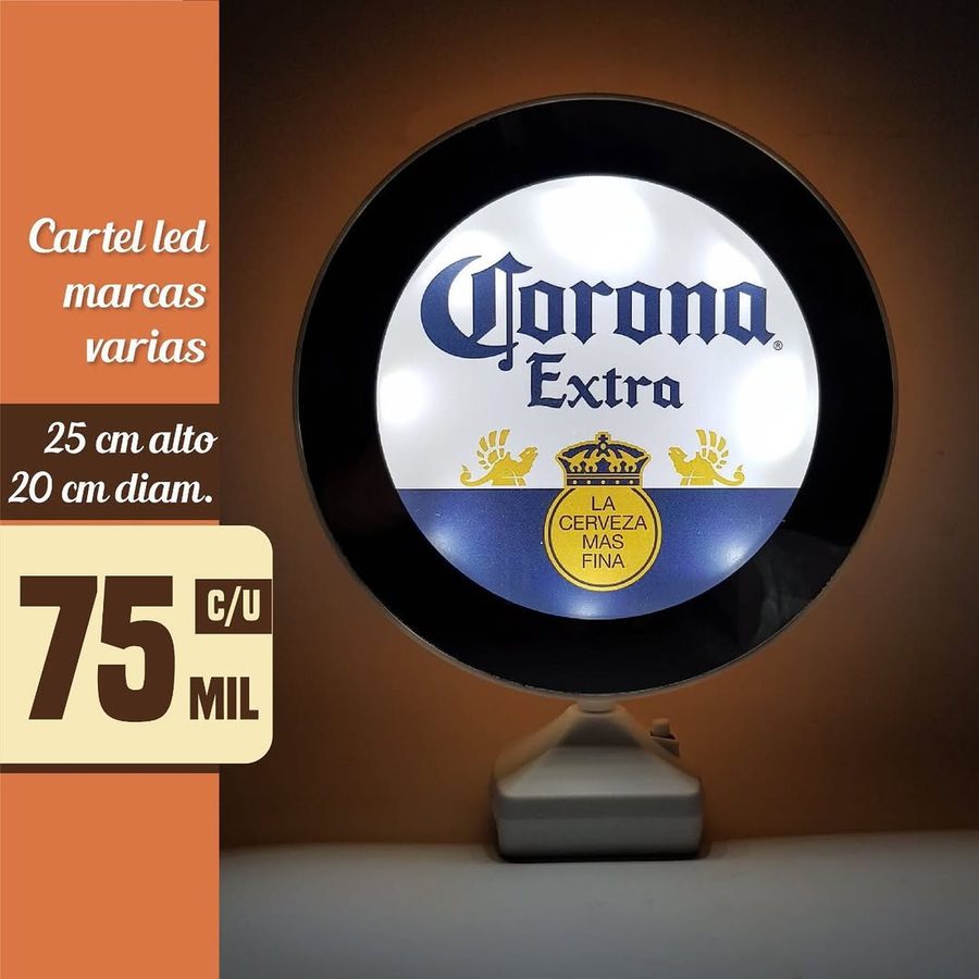 Cartel LED de mesa Corona