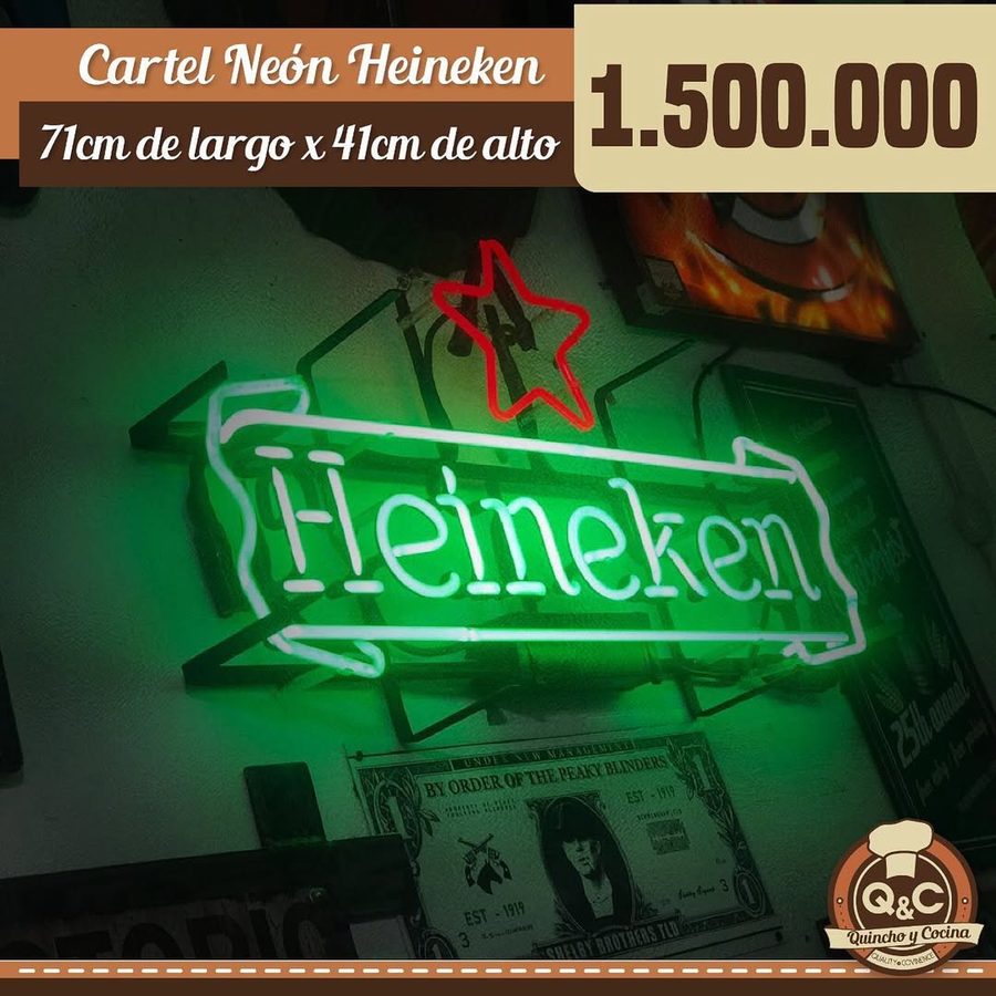 Neón Heineken con estrella (neón con banda)