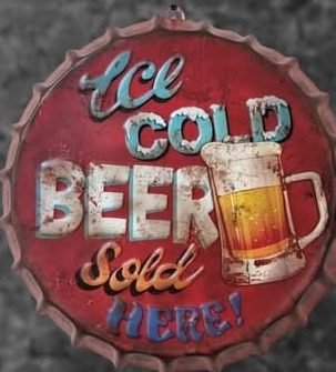 Tapa decorativa Ice Cold Beer Sold Here (con relieve)