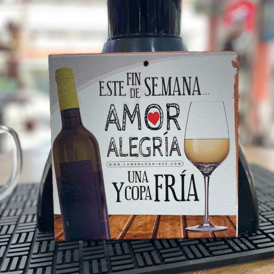 Cuadro Este fin de semana amor alegría y una copa fría