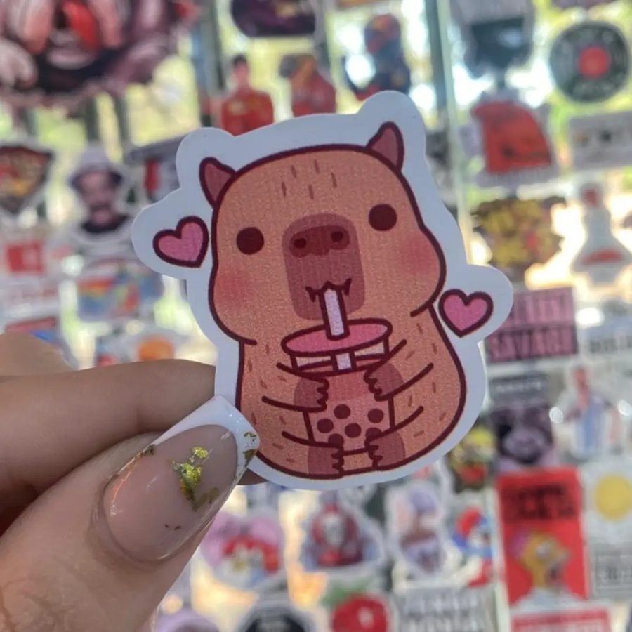 Capibara tomando bubble tea