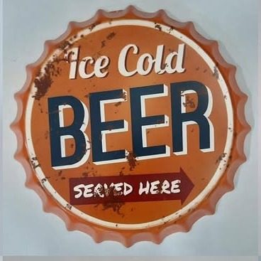 Tapa decorativa Ice Cold Beer Served Here