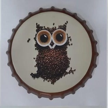 Tapa decorativa Búho de granos de café