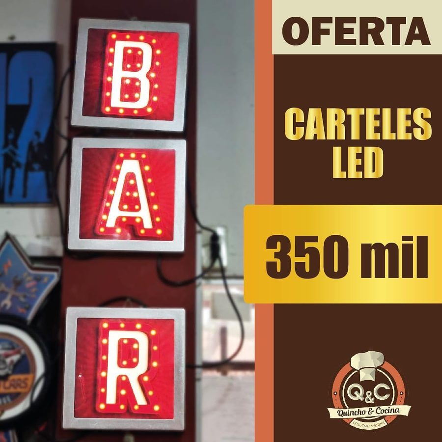 Carteles LED – Letras BAR con focos