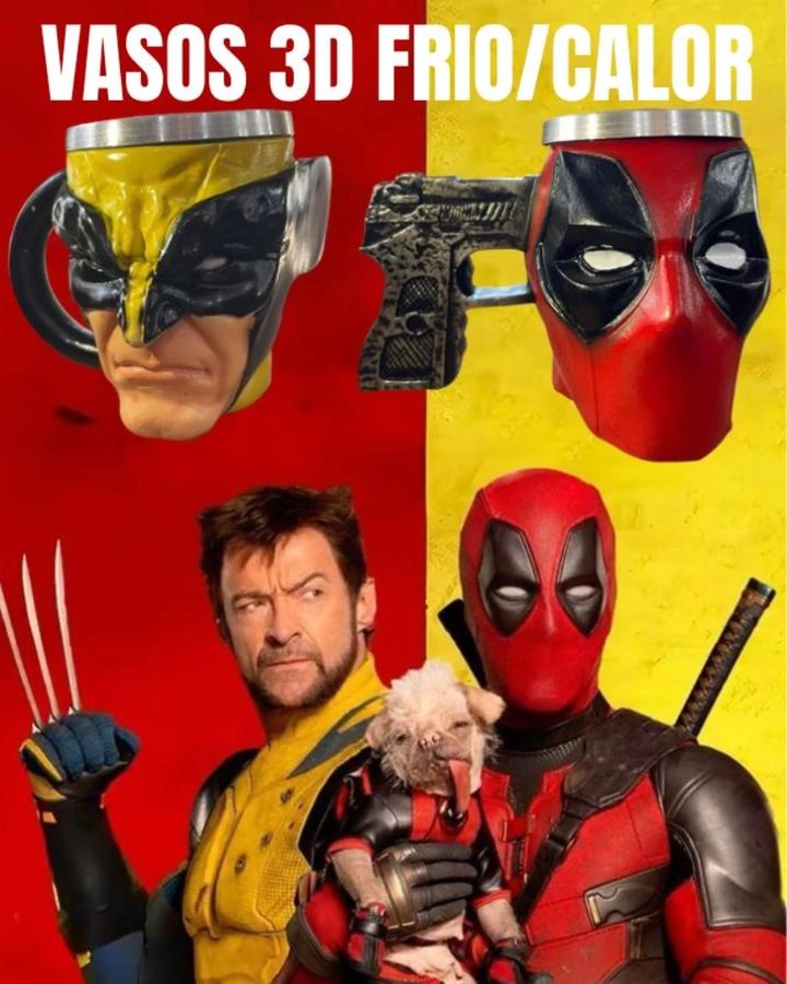 Vasos 3D Wolverine y Deadpool