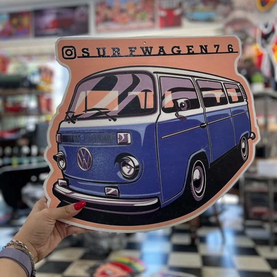 Cartel Kombi VW azul Surfwagen76