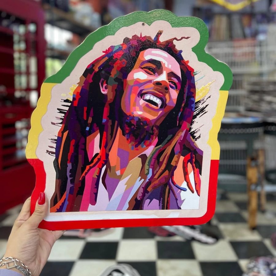 Cartel Retrato pop art de hombre rastafari sonriendo