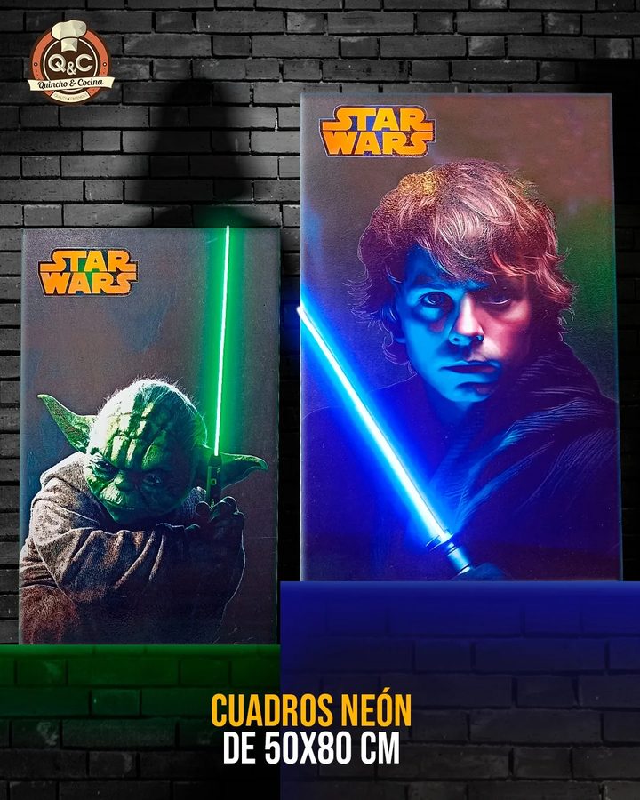 Neón Star Wars Yoda y Luke