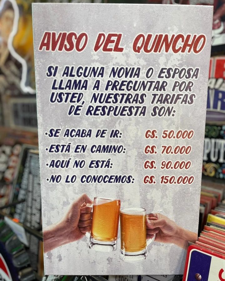 Cuadro Aviso del quincho tarifas