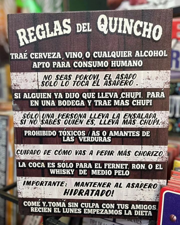 Cuadro Reglas del quincho traé cerveza vino