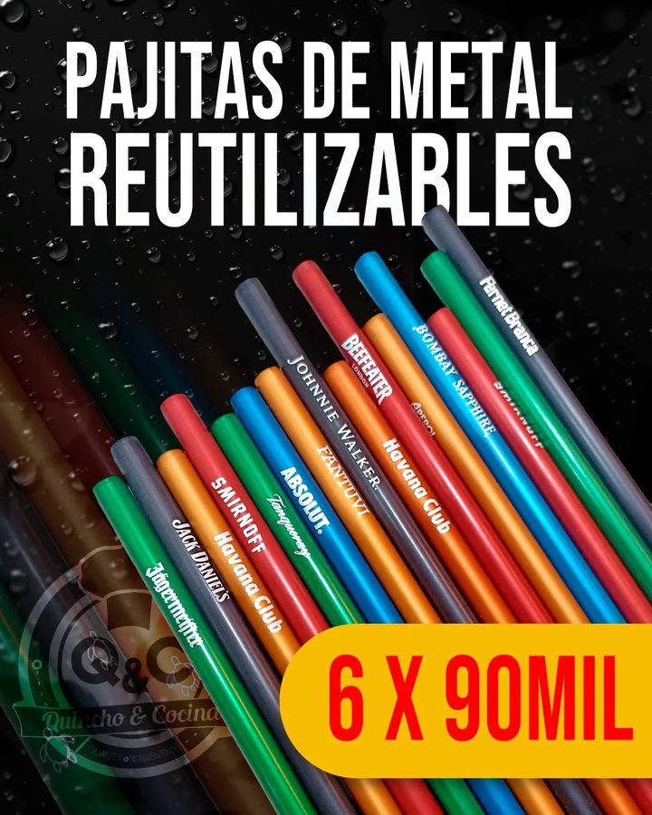 Pajitas de metal reutilizables