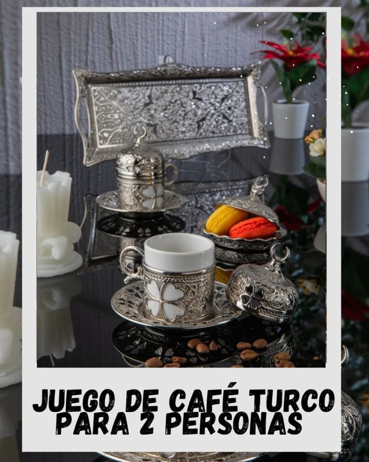 Juego de café turco para 2 personas plateado