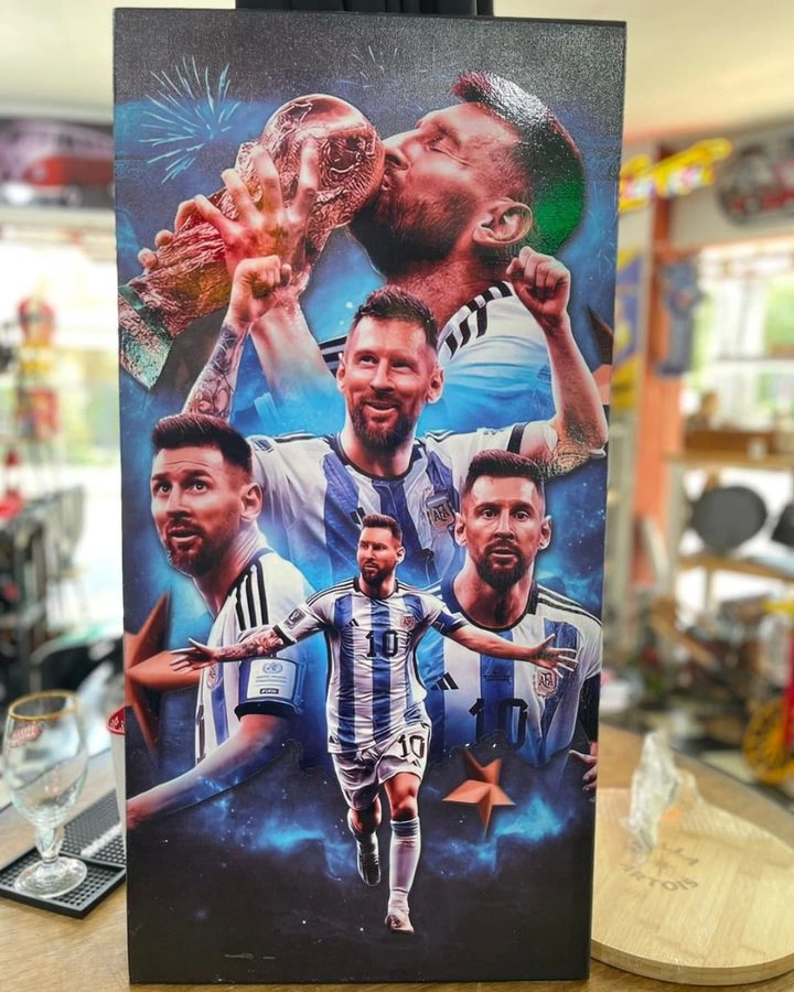 Cuadro Futbolista de Argentina collage con copa