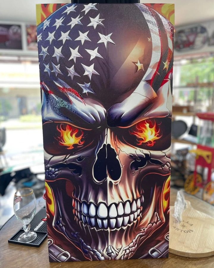 Cuadro Calavera con bandera de Estados Unidos