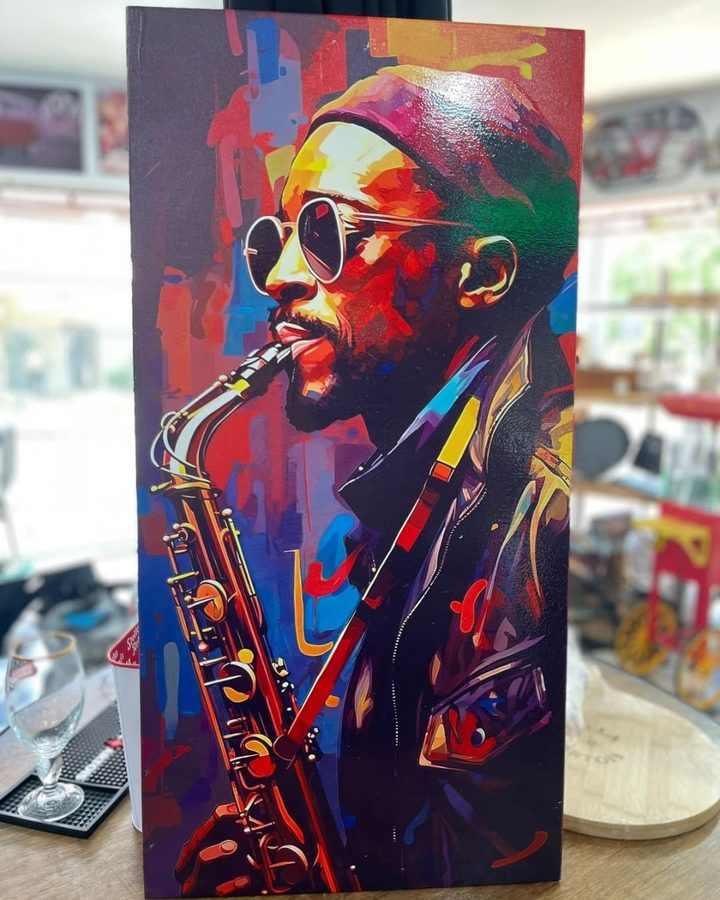 Cuadro Saxofonista con lentes pop art