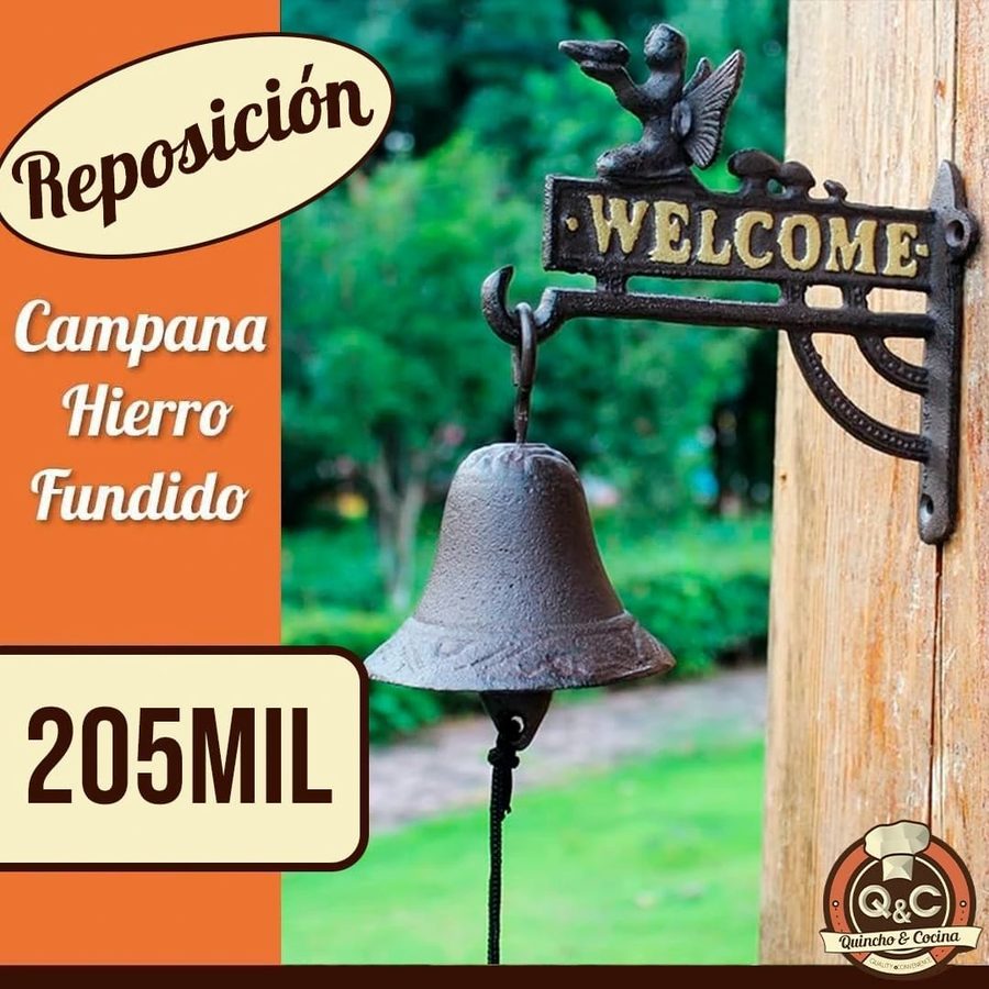 Campana de hierro fundido Welcome con pato