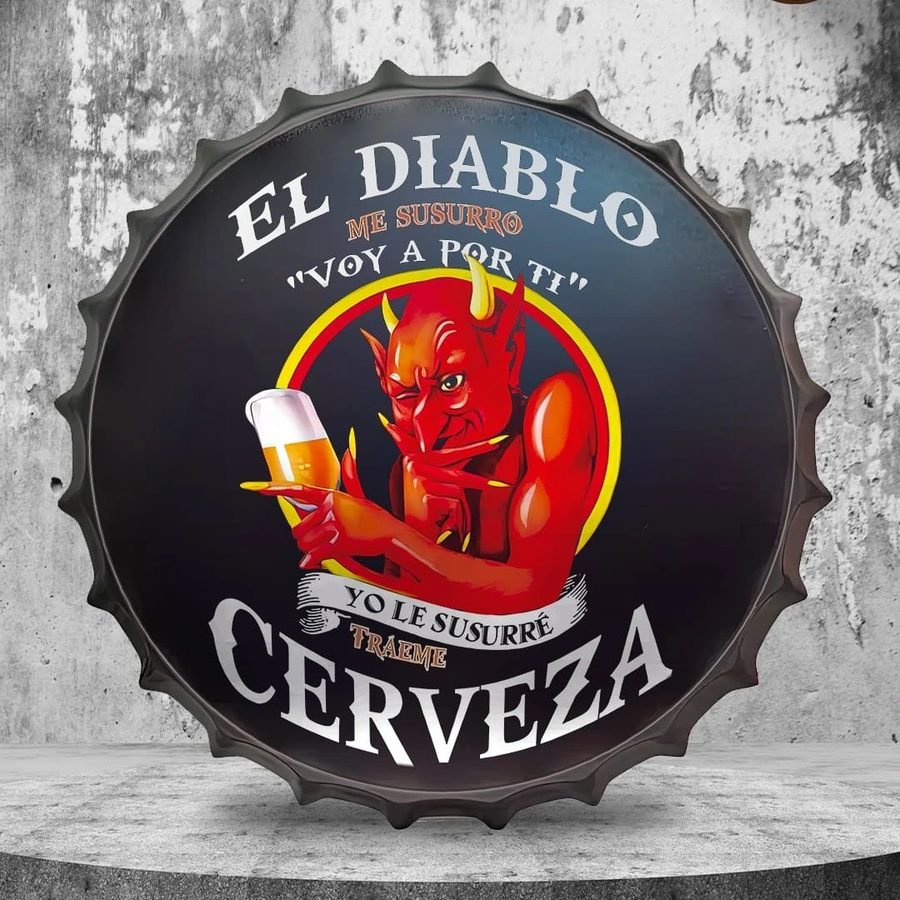 Tapa decorativa El Diablo me susurró – Cerveza