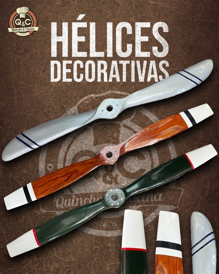 Hélices decorativas gris, naranja y verde