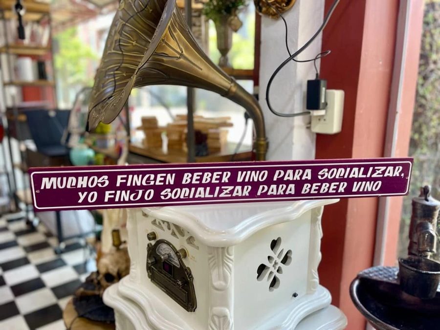 Cartel Muchos fingen beber vino para socializar, yo finjo socializar para beber vino
