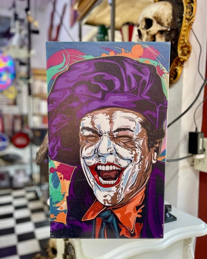 Cuadro Joker con sombrero violeta pop art